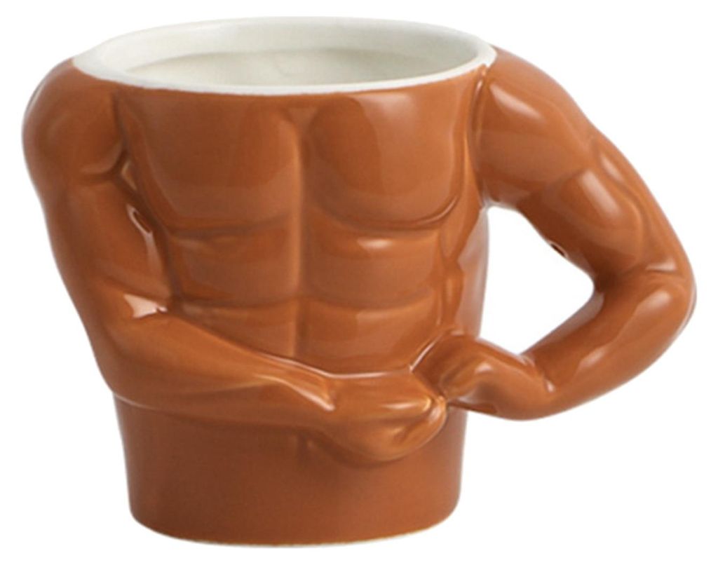 Lustige Kaffeetasse in Form eines Muskelmannes, originelle Keramiktasse mit Löffel, Geburtstags- und Weihnachtsgeschenk für Muskelliebhaber