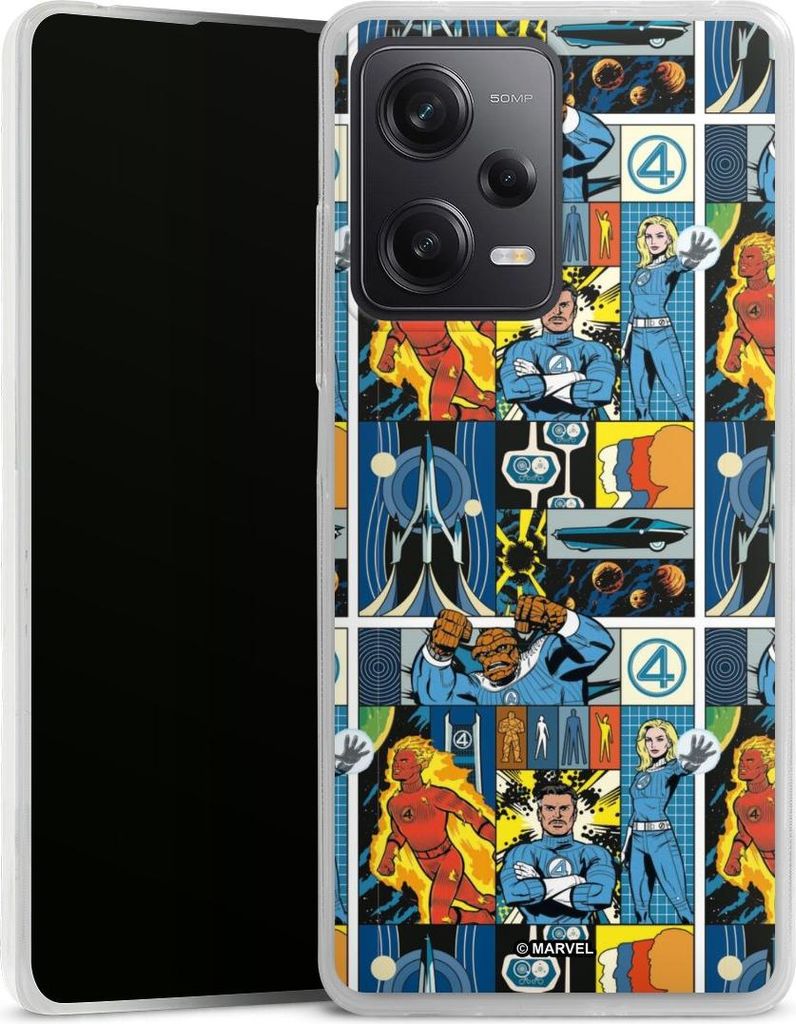 DeinDesign Slim Hülle für Xiaomi Redmi Note 12 Pro 5G Silikon Case Ultra Dünn Handyhülle Offizielles Lizenzprodukt Marvel The Fantastic Four