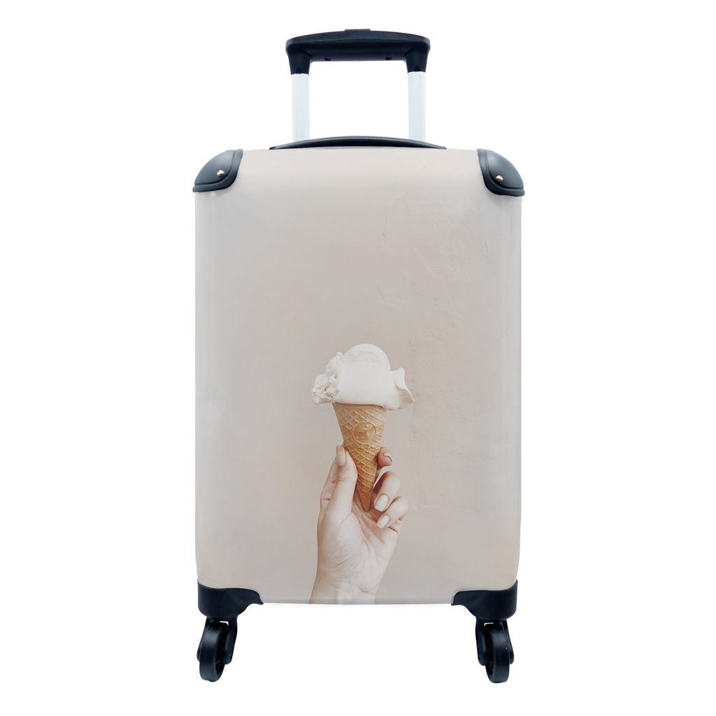 MuchoWow Koffer Handgepäck Trolley Rollkoffer Kleine Reisekoffer mit 4 Rollen - Sommer - Eiscreme - Weiß - Cabin Size < 55x40x23 cm & 55x40x20 ...