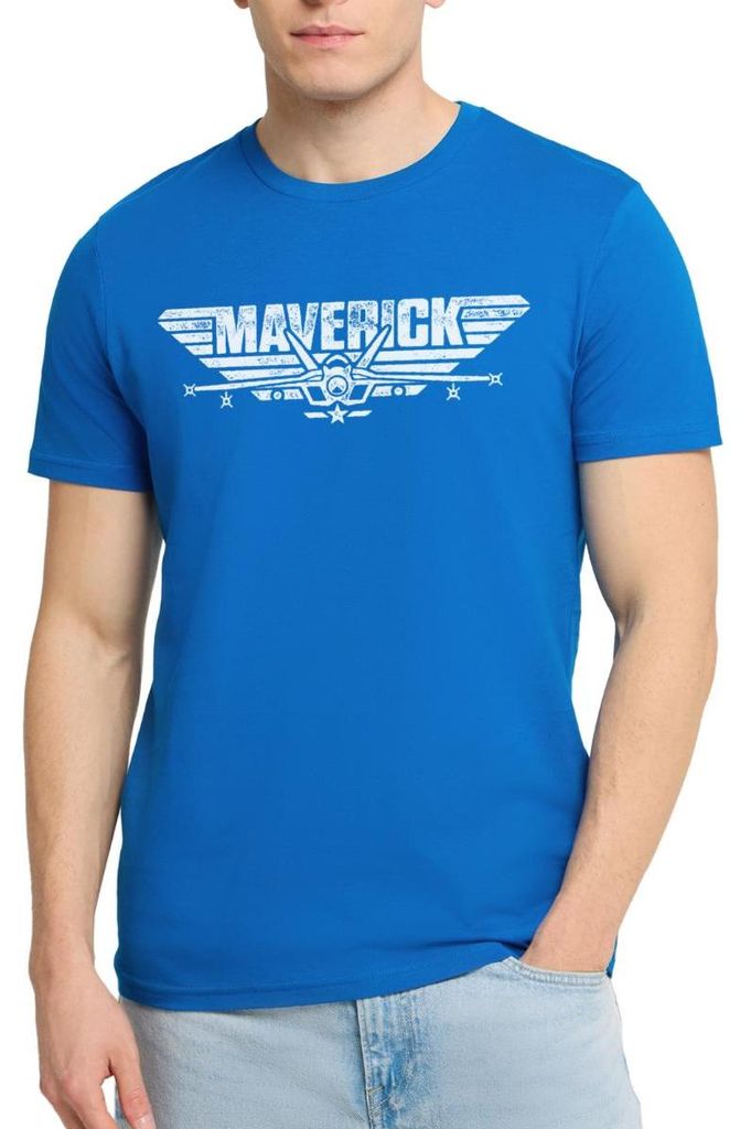Spreadshirt Top Gun Maverick Kampfjet Logo Uni Bio T-Shirt, S, Pfauenblau