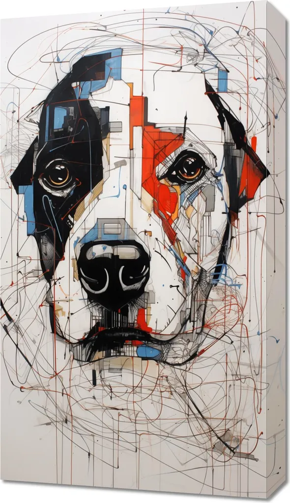 Wall Art 40x70 Cagnolino Disegnato - Quadro Minimal su Tela Canvas