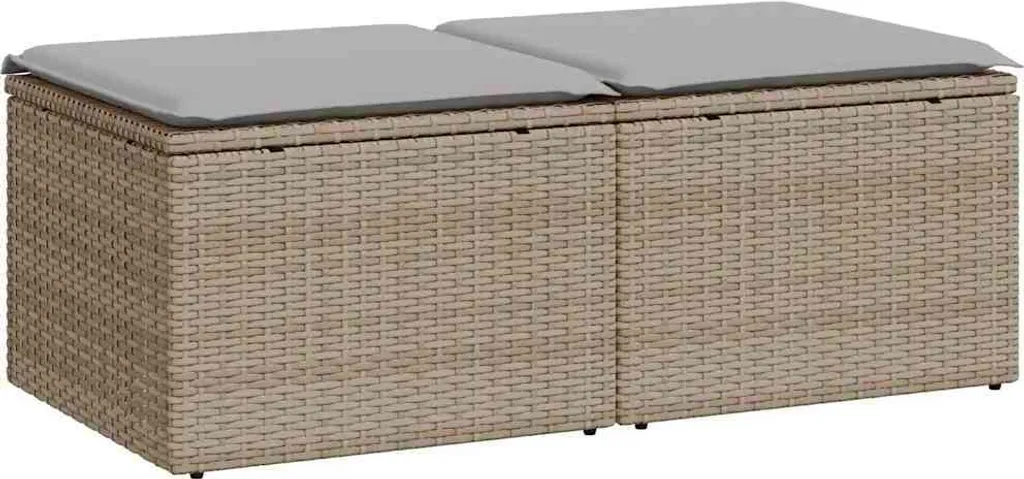 vidaXL Set Divani Outdoor 2 Posti Beige: Poly Rattan & Legno Acacia