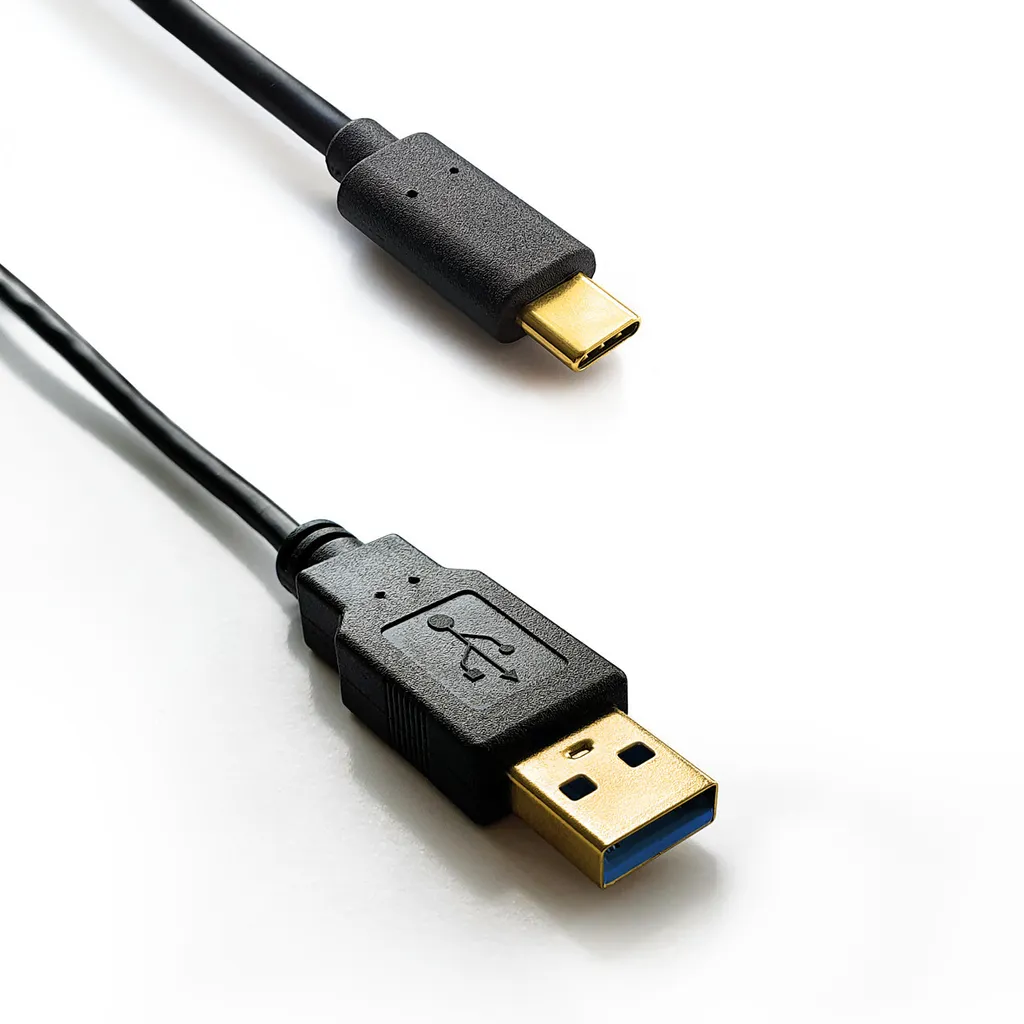 Câble USB-C 5Gbps Atlantis Land Noir 1m avec Connecteurs Or Résistants