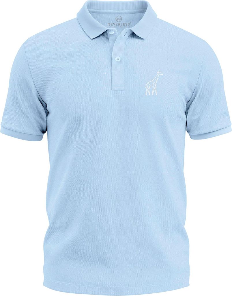 Poloshirt Herren Giraffe Tierlogo im Polygon-Stil – Kurzarm Polo Sommer Outdoor Fashion Modern Fit Neverless