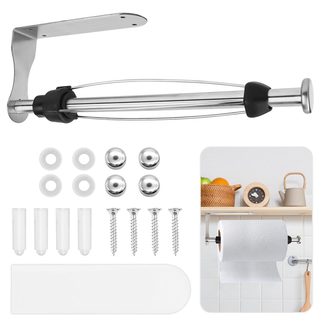 Bohrfreier Küchenrollenhalter, Küchenrollenhalter aus Edelstahl, Küchenrollenhalter mit Soft-Close-Funktion und Einhandbedienung, silberfarben, ...