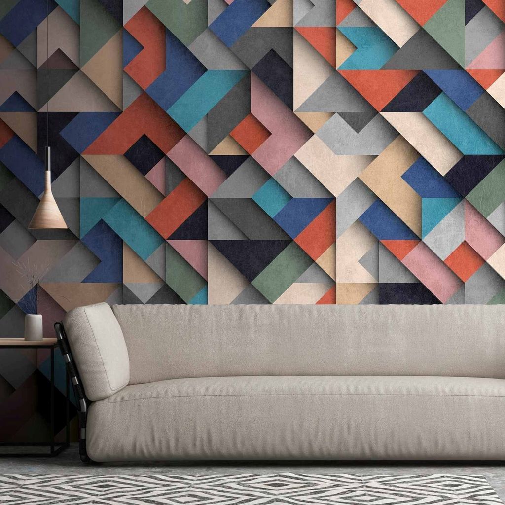 A.S. Creation Livingwalls Fototapete The Wall 382871 Eine Rolle Ein Motiv 3.71 x 2.80 m Geometrisch Bunt