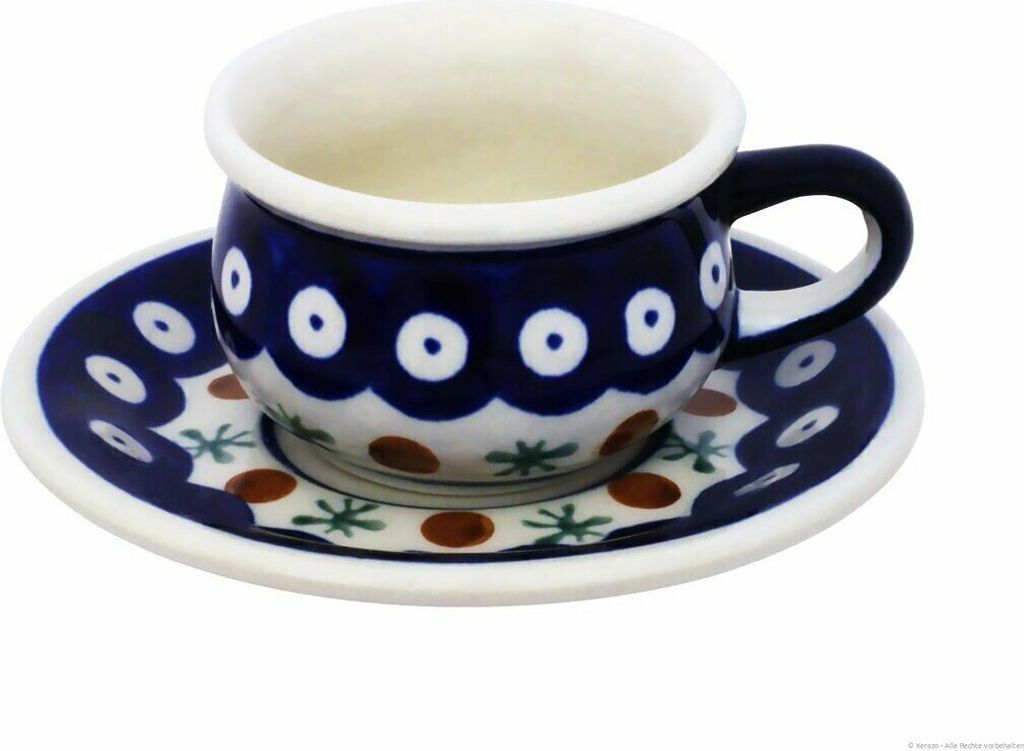 Original Bunzlauer Keramik 0,04 Liter Espressotasse mit Untertasse Mokkatasse mit Untertasse im Design 41