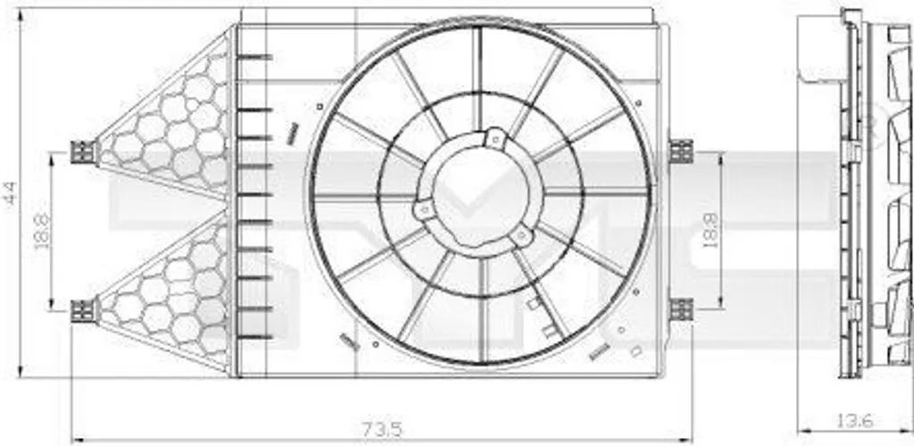 Cadre de ventilateur de radiateur pour Seat Ibiza et Skoda Fabia