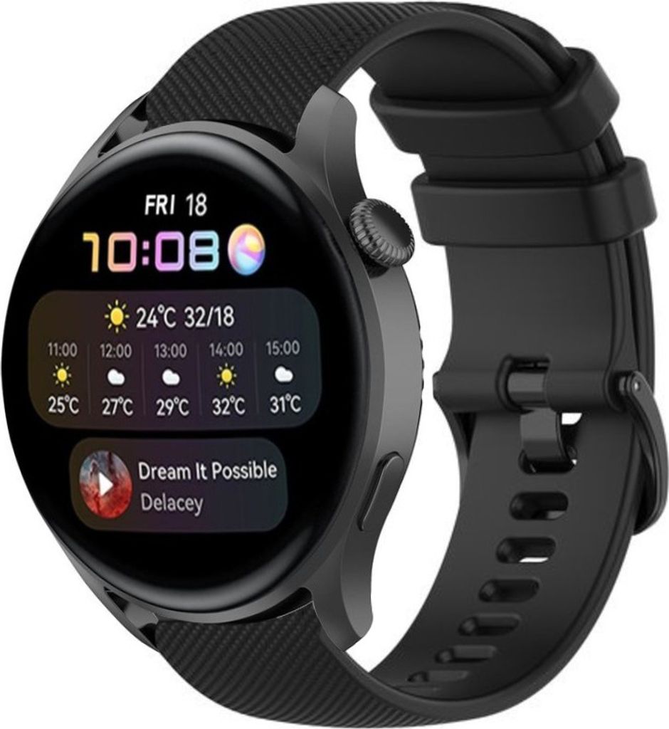 Strap-it Huawei Watch 3 (Pro) Luxus-Silikonarmband (Schwarz)