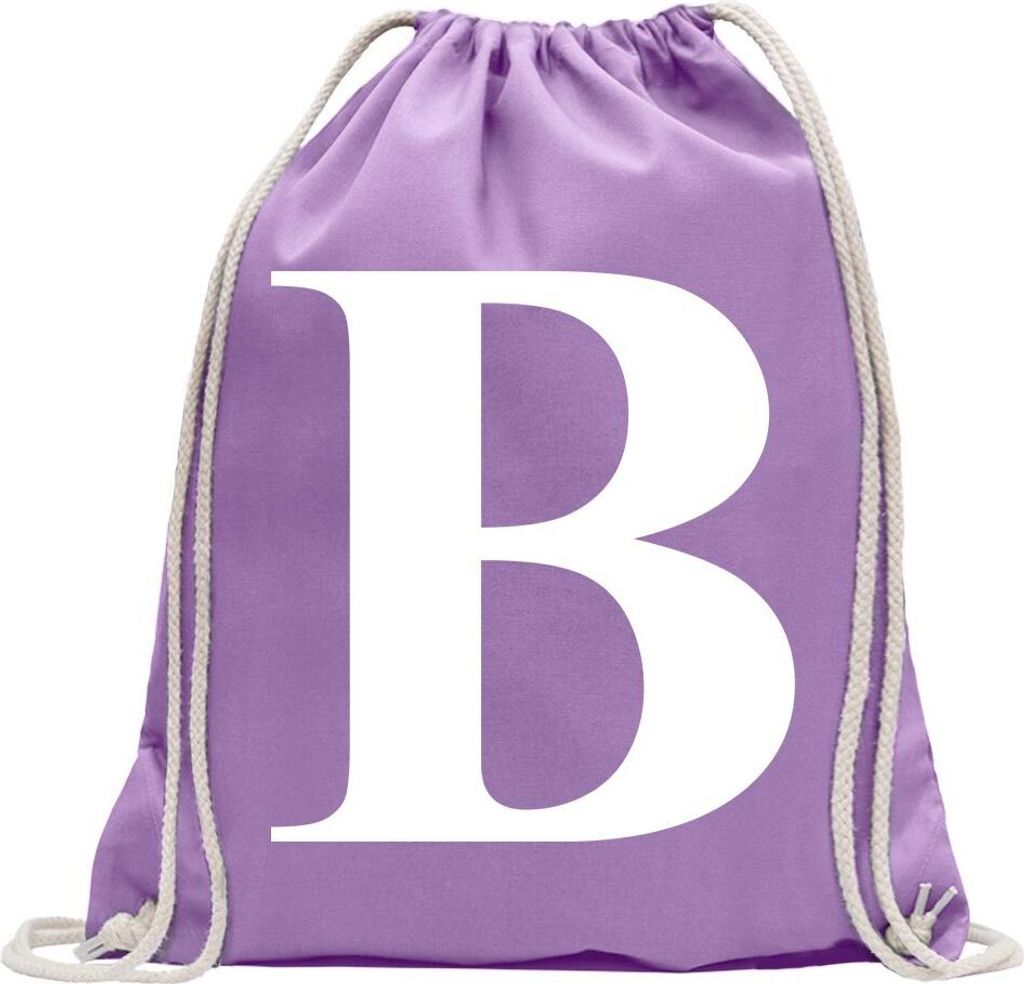 Kiwistar - Turnbeutel - lavendel - Buchstabe B - Alphabet - Fun Rucksack Sport Beutel Gymsack Baumwolle mit Ziehgurt