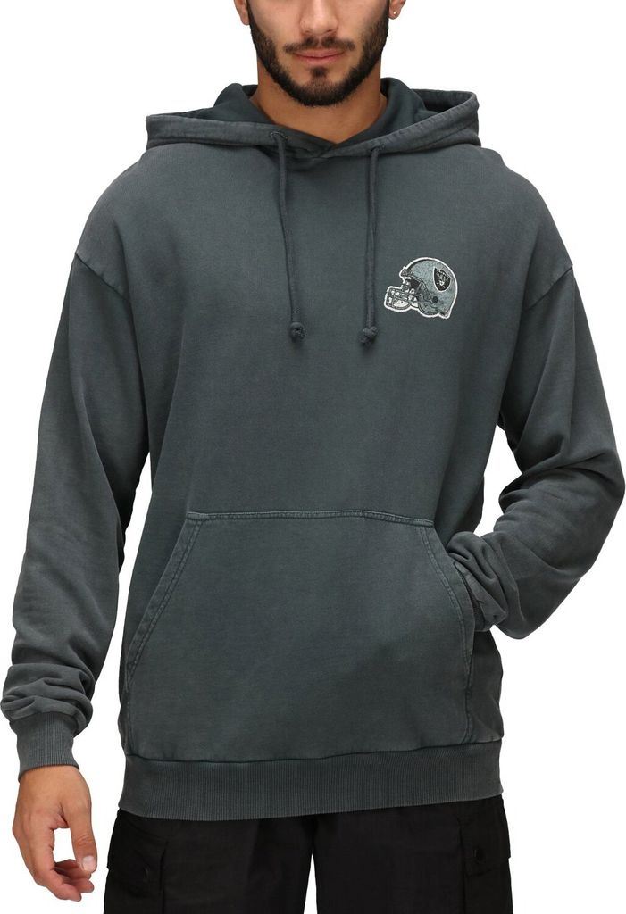 New England Patriots - NFL - Helmet Pocket Print Hoodie by Recovered, Washed Black, Size: S