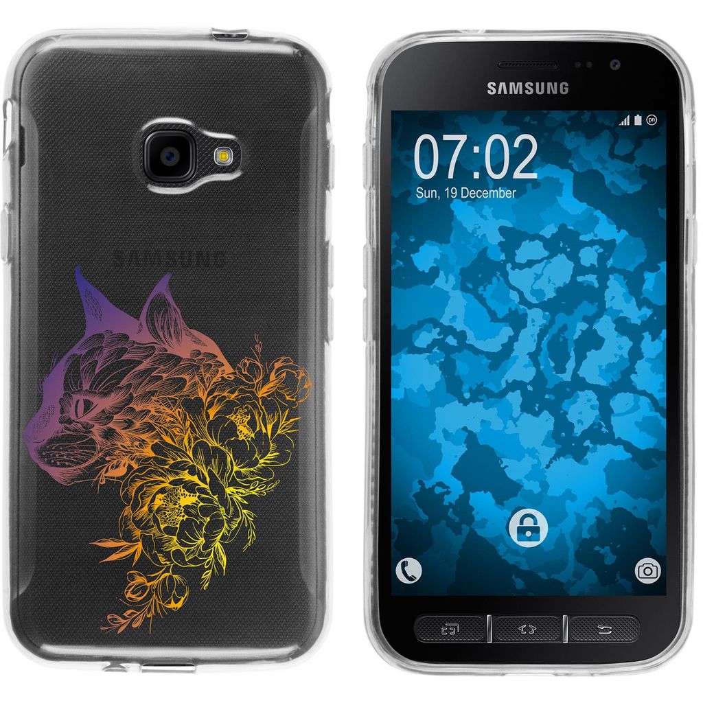 PhoneNatic Case kompatibel mit Samsung Galaxy Xcover 4 / 4s Silikon-Hülle Floral Katze M2-3