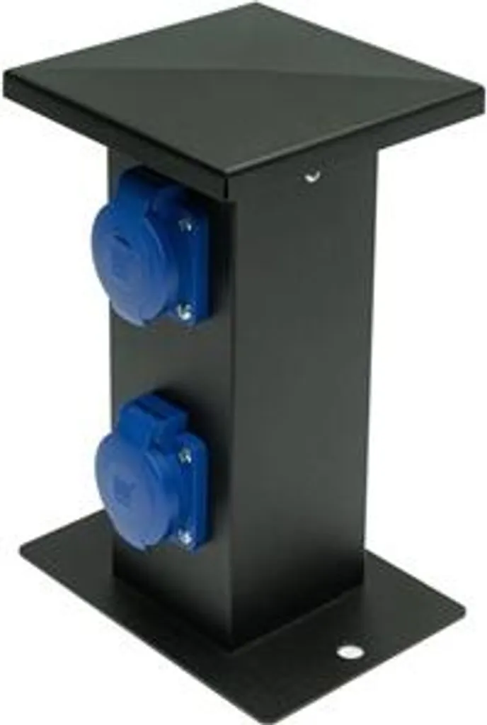 Borne électrique de jardin double prise IP44 noire en aluminium 250V