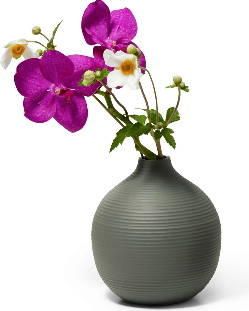 Vase décoratif design en aluminium poudré noir 16cm Philippi Lim Rond