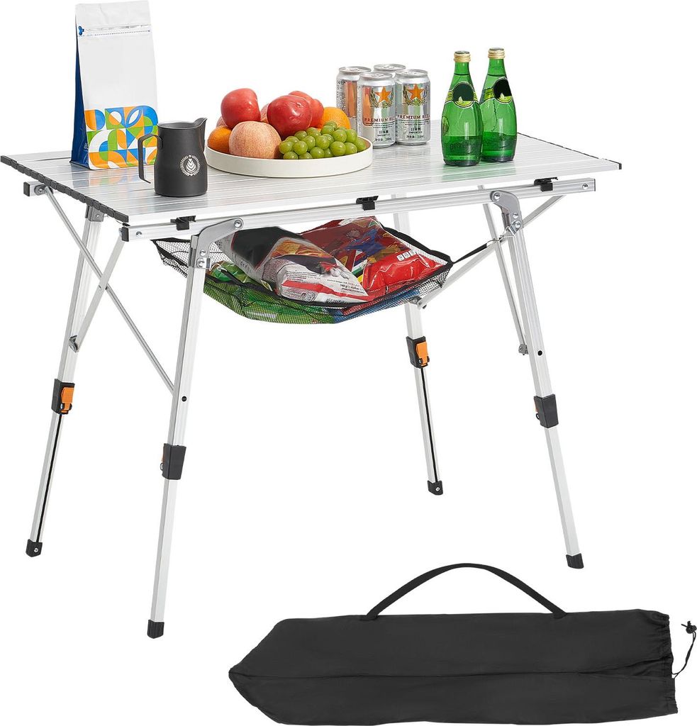 VEVOR Klapptisch Buffettisch tragbarer Allzwecktisch 90 cm, rechteckiger Aluminiumtisch (für 2-4 Personen) mit verstellbarer Höhe & Tragetasche, ...