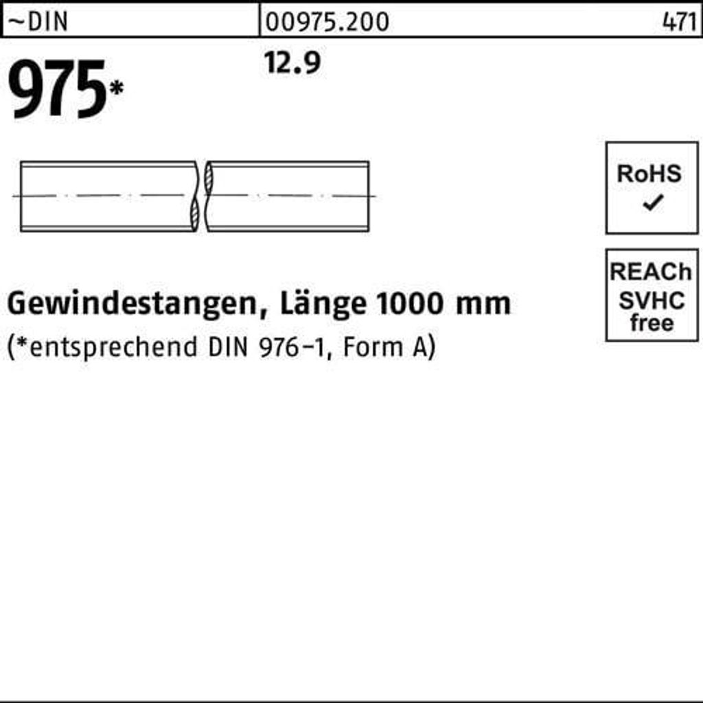 Gewindestange DIN 975 M30x 1000mm 12.9 1 Stück