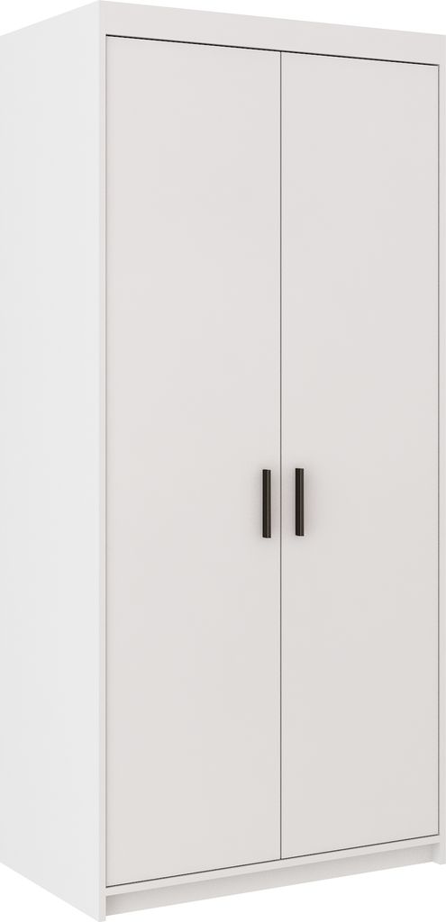 Tkmoebel 2-türiger Kleiderschrank Schrank LENA 2D laminierte Platte Breite 89,7cm,Weiß