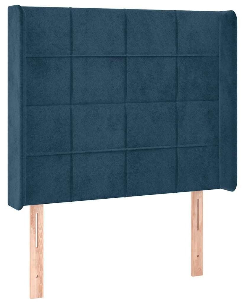 vidaXL Kopfteil mit Ohren Dunkelblau 83x16x118/128 cm Samt
