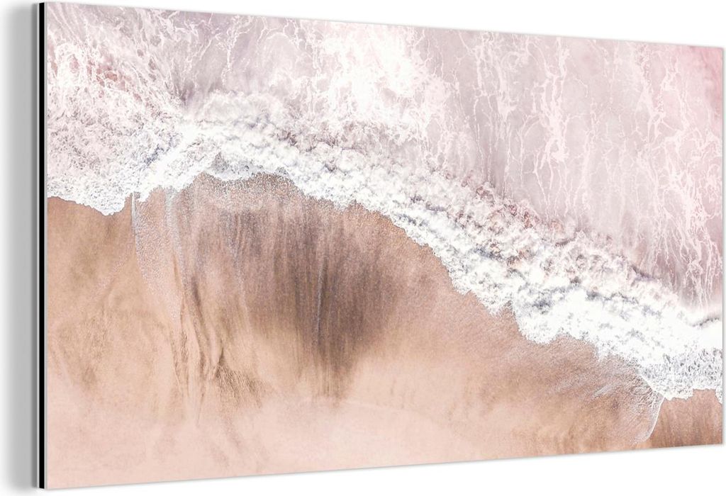 MuchoWow Wanddekoration Metall Metallbild Wandkunst 120x60 cm Meer - Strand - Rosa - Natur MuchoWow Aluminium Gemälde - Metalbilder