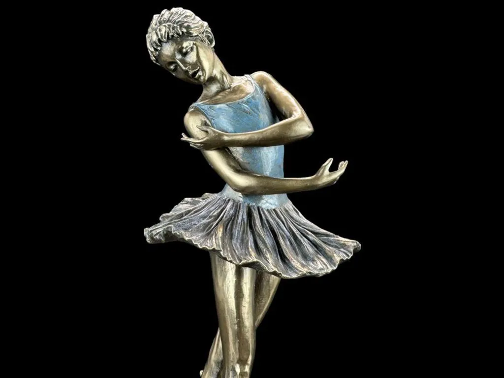 Sculpture décorative de danseuse étoile - Figurine de ballet aspect bronze