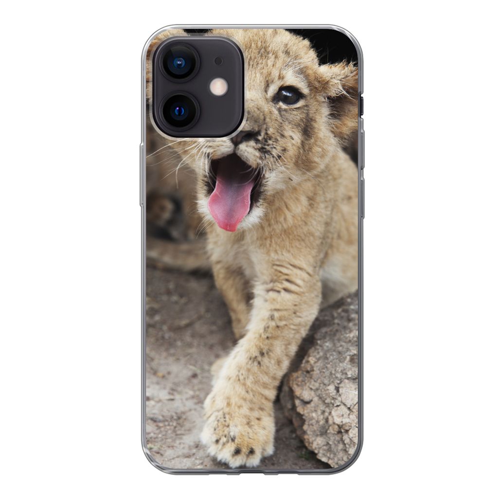 MuchoWow Handyhülle Schutzhülle Hülle für iPhone 12 Jungtier - Löwen - Niedlich Silikon Softcase Handy Hülle - Schutzhülle
