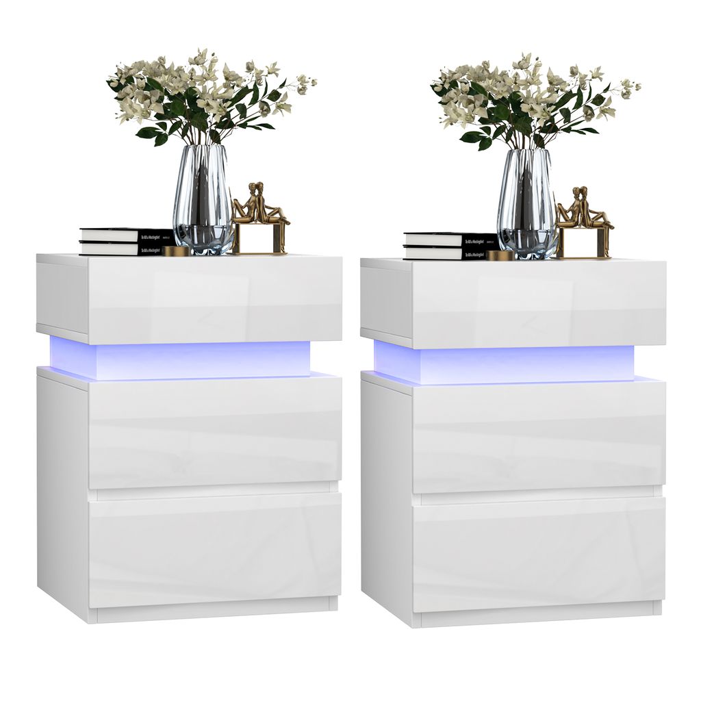 set de 2 tables de nuit avec LED,avec 3 tiroirs, LED Image du produit 