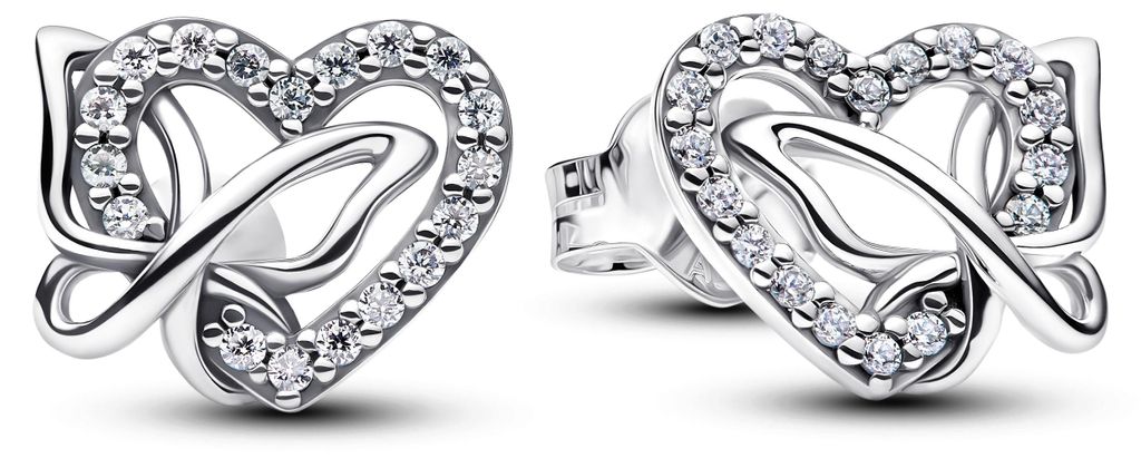 Pandora Ohrstecker Herz und Schmetterling Sterling-Silber 294476C01