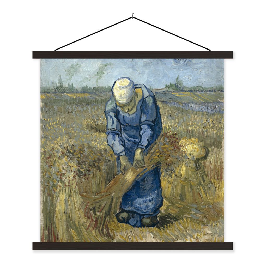 MuchoWow Textilposter Der Schafspelz (nach Millet) - Vincent van Gogh 60x60 cm mit schwarzem Rahmen - Posteraufhänger