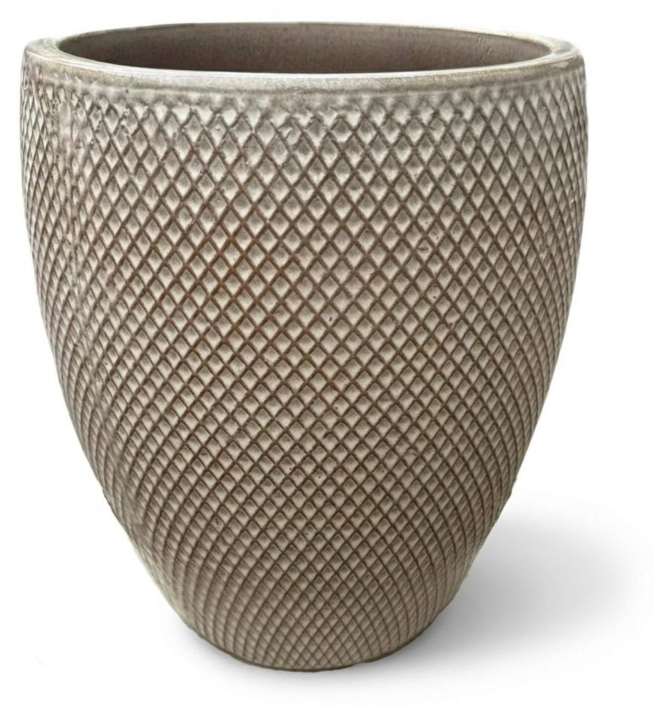 Provencelia Keramik Pflanzkübel Signac Beige, Ø48 x H52 cm, frostbeständig, handgefertigt, glasiert, Outdoor, Terrasse, winterfest