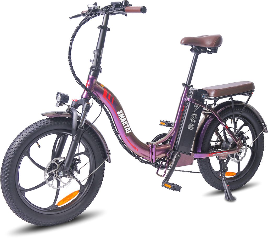 20 Zoll Faltbares Elektrofahrrad Klappfahrrad 20*3.0 Fat Tire klappbar Mountainbike Lila