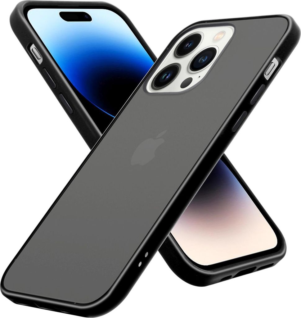 Cadorabo Hülle für Apple iPhone 14 PRO MAX Schutz Hülle in Schwarz Handyhülle Hybrid Schutzhülle Etui TPU Silikon