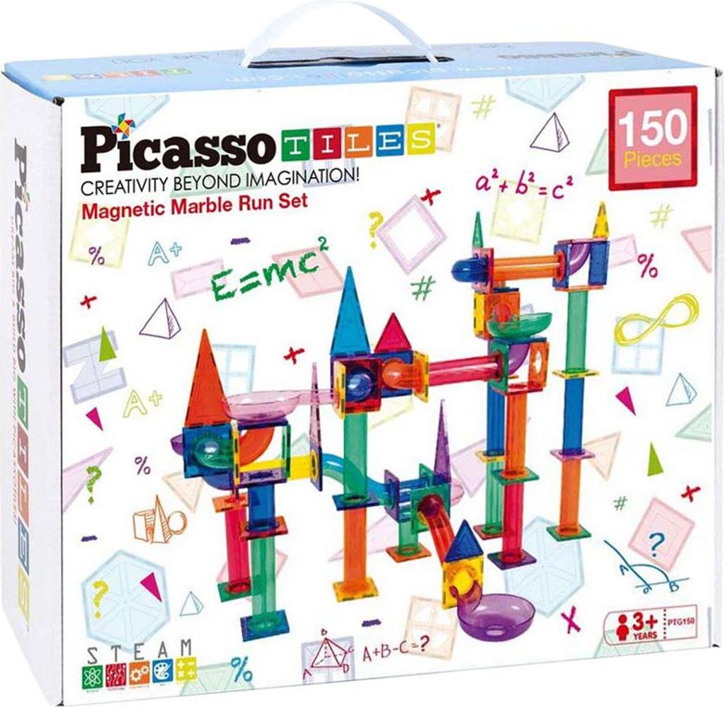 Picasso Tiles magnetische Murmelbahn Baukasten - 150-teiliges Lernspielzeug