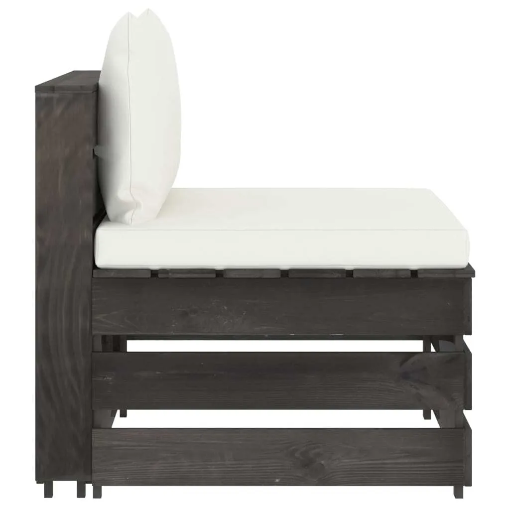 Canapé Central de Jardin Gris : Mobilier Modulable et Bois Anti-Pourriture