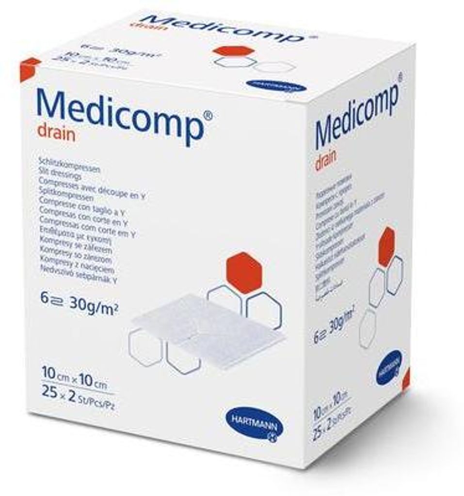 Hartmann Medicomp Vlieskompressen steril 7,5x7,5 cm 6-fach | Packung (50 Stück)