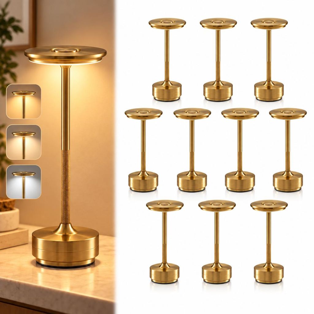 10er Set Kabellose Dimmbare LED Akku Tischleuchten, Touch Produktbild  KI-generiertes Bild