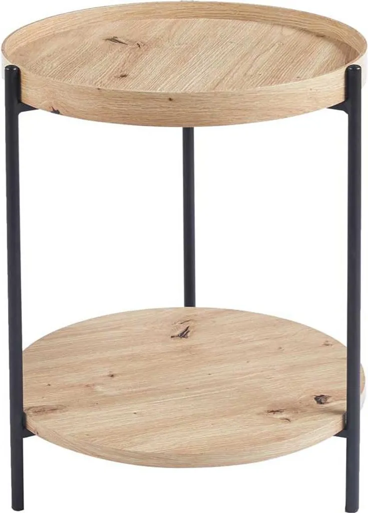 Petite table ronde Davina Old Oak avec structure stable 45x55 cm