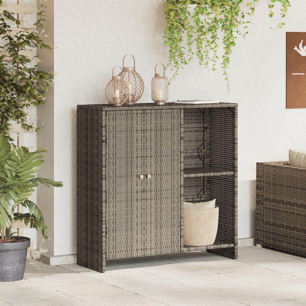 Aufbewahrungsschrank mit Regal Grau 100 x 36 x 102 cm Rattan