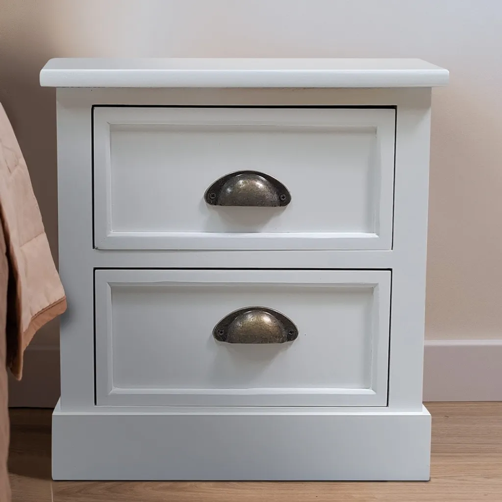 Meuble d'Appoint Blanc avec Tiroirs pour Salon et Chambre à Coucher