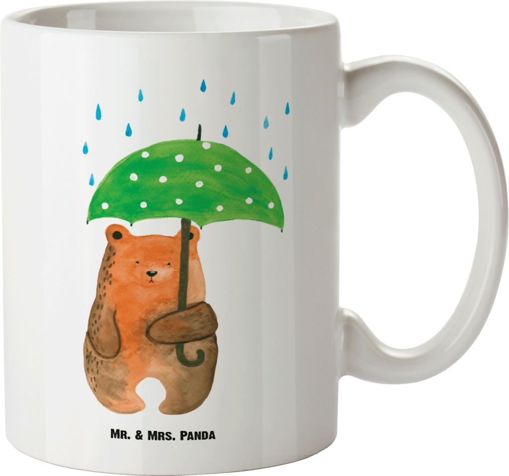 Mr. & Mrs. Panda Pott Bär Regenschirm - Weiß - Geschenk, Teddy, großer becher, Liebe, Familie, Freunde, Partner, Große Tasse, Keramiktasse, Lie...