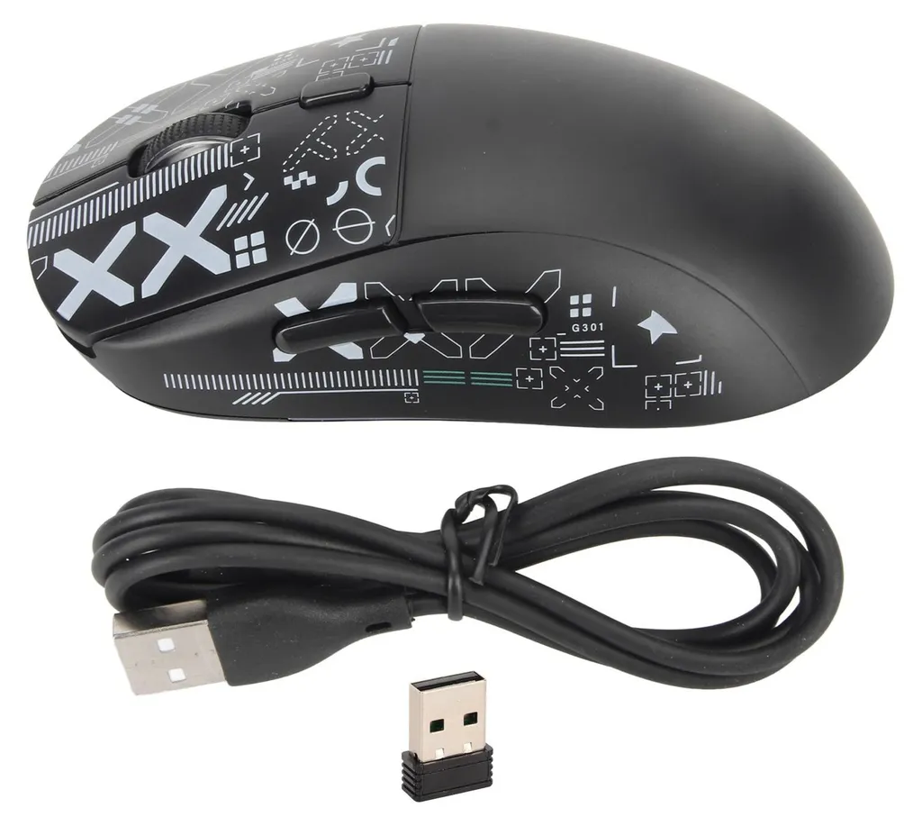 Souris sans fil 2.4G Type-C rechargeable RVB noir pour PC portable