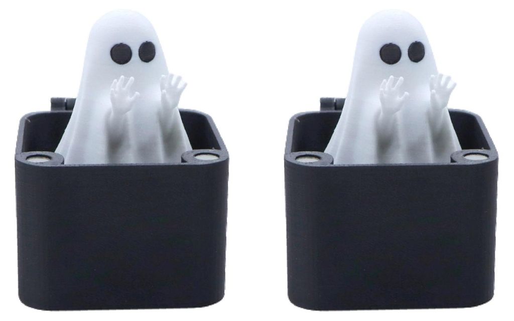 1/2 Stück Halloween-Mittelfinger-Geisterbox-Ornament, platzender Geist in einer Box, Schreibtischdekoration, Freunde necken, Scherzartikel, Gag-Ge...