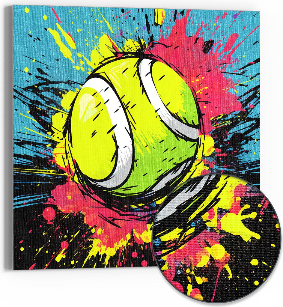 DEQOART Hybrid Leinwand Bild 50x50 cm 'Dynamischer Aufschlag' Wandbild Glas flach modern