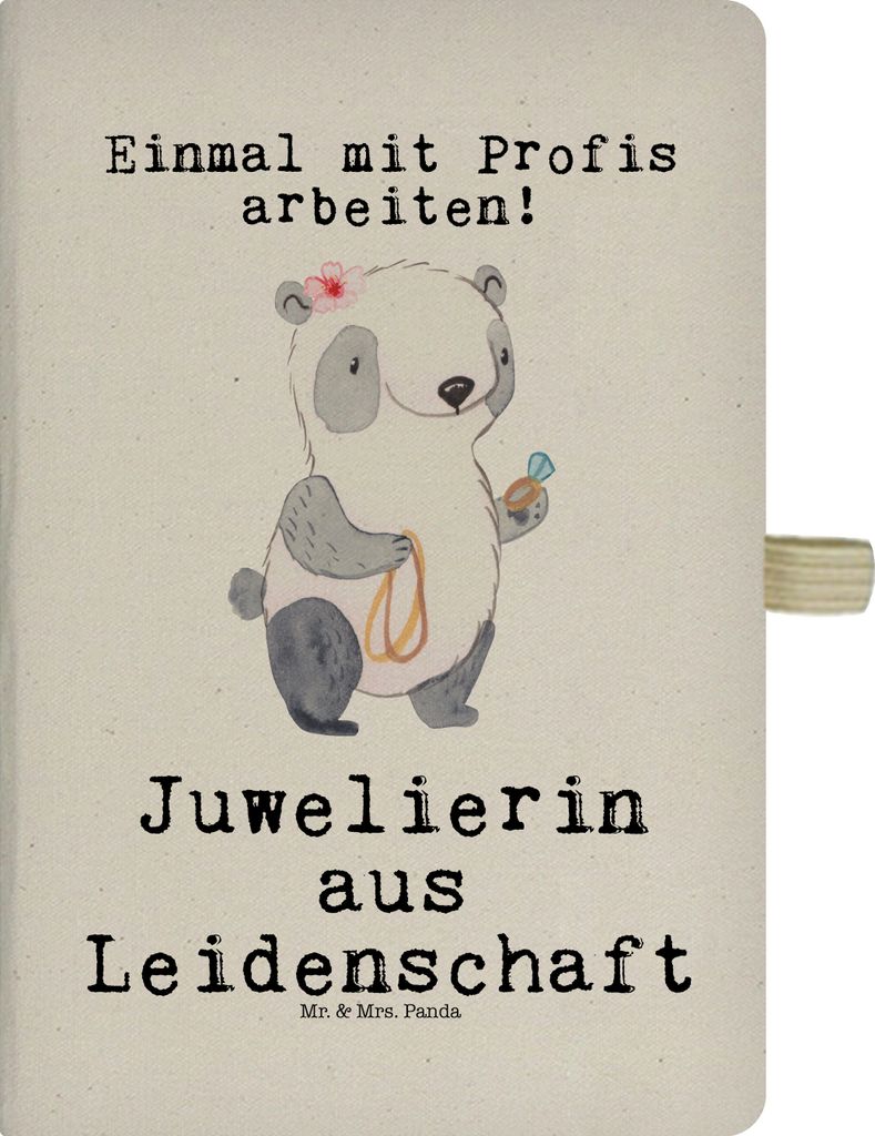 Mr. & Mrs. Panda Adressbuch Juwelierin Leidenschaft - Transparent - Geschenk, Schmuckgeschäft, Tagebuch, Lustig, Eröffnung, Witzig, Kladde, Reise...