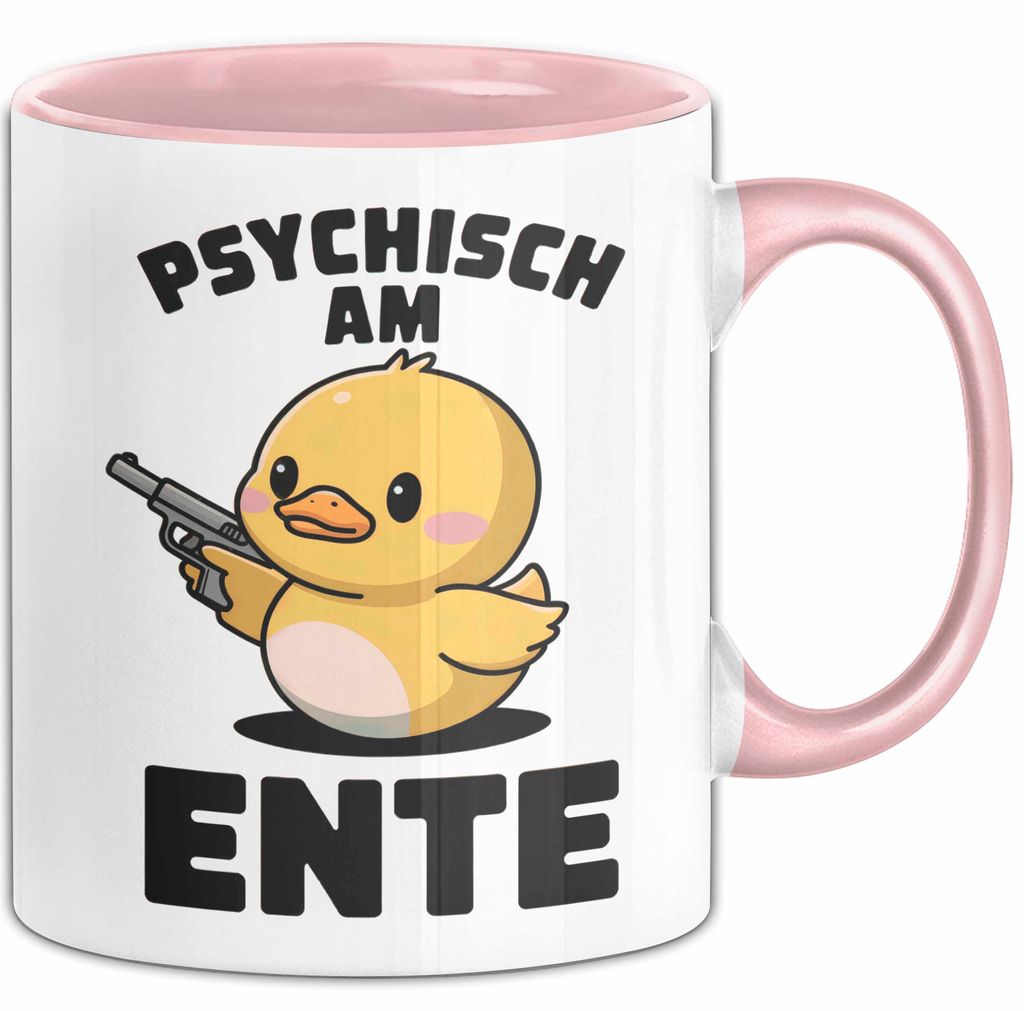 Quietscheente Tier Tasse Geschenk Lustige Geschenkidee Spruch Psychisch Am Ente (Rosa)