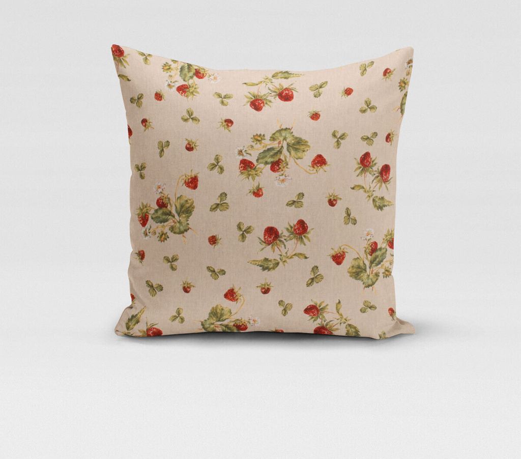 SCHÖNER LEBEN. Kissenhülle Strawberrys Growing Erdbeeren natur rot g Größe 50x50cm (HxB) 50x50cm (HxB) Größe