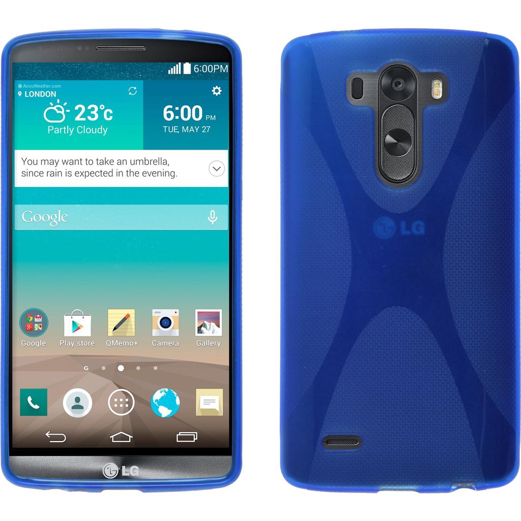 PhoneNatic Case kompatibel mit LG G3 - blau Silikon Hülle X-Style + 2 Schutzfolien