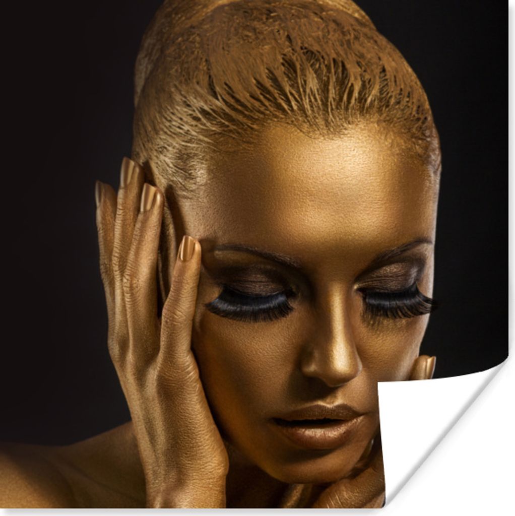 MuchoWow Poster Frau - Gold - Farbe 75x75 cm - Wand Dekoration