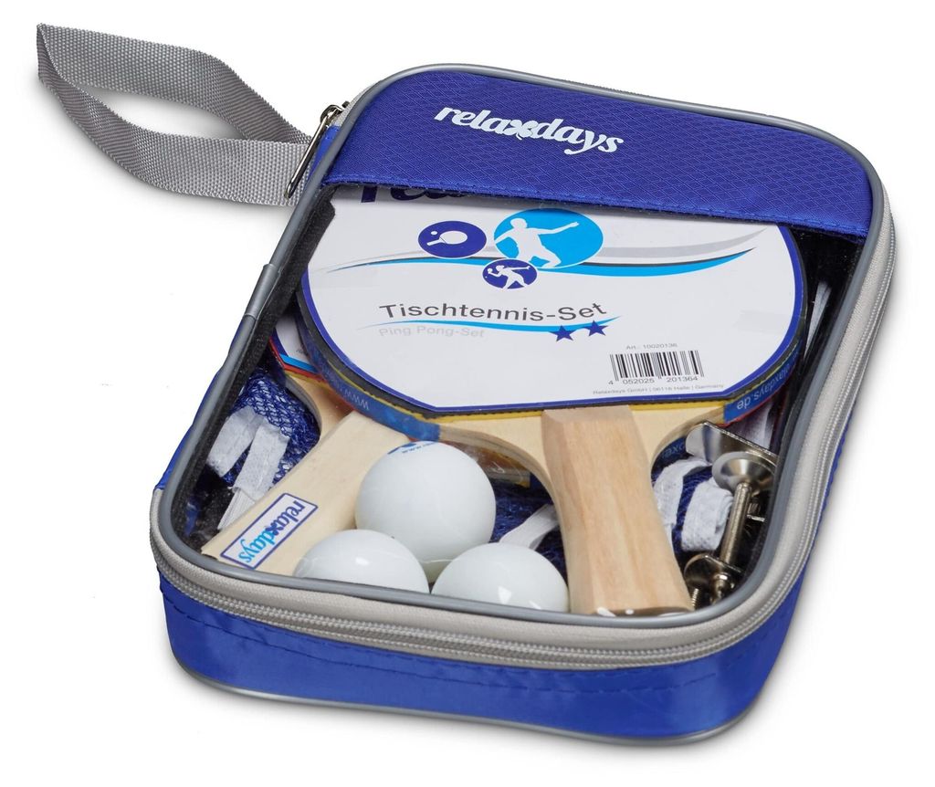 Relaxdays Tischtennis-Set Tasche, 2 Holzkellen, 3 Produktbild 