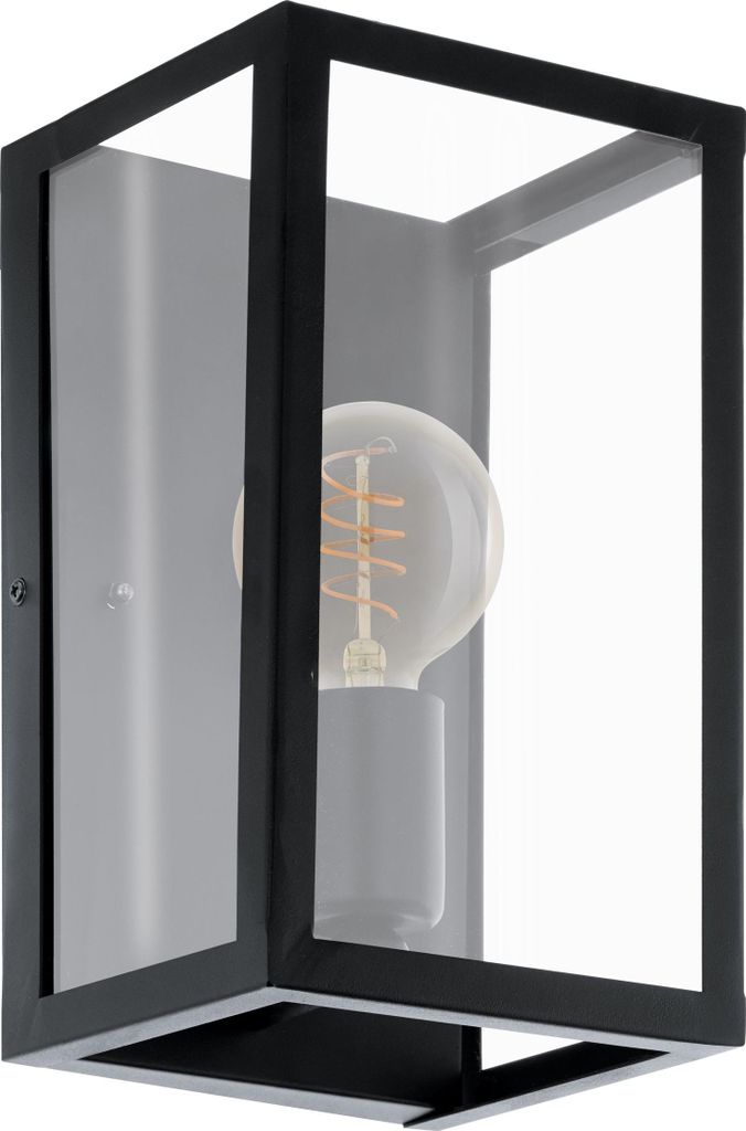 EGLO Wandlampe Charterhouse, 1 flammige Vintage Wandleuchte, Material: Stahl, Farbe: Schwarz, Glas: klar, Fassung: E27