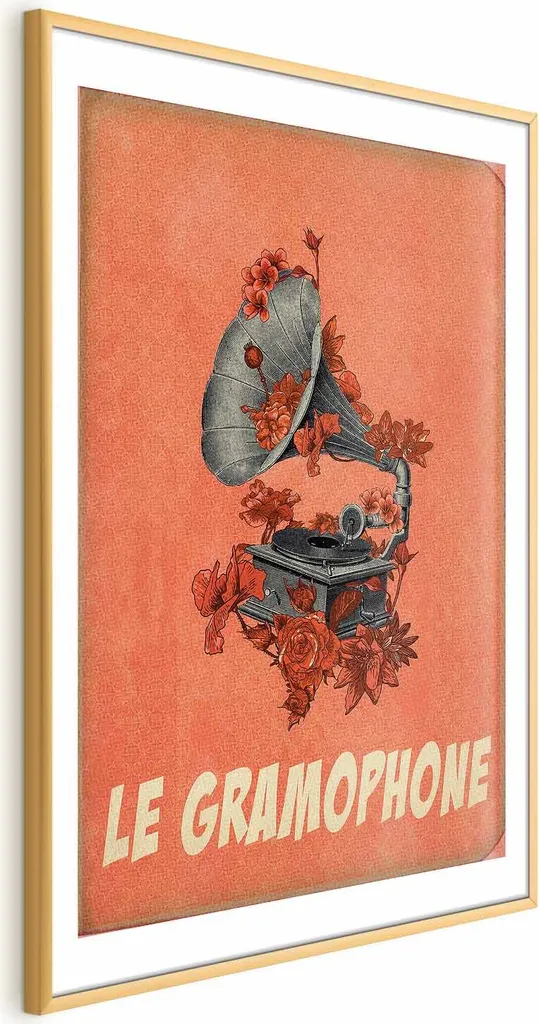 Offerta Poster Grammofono 40x60 Cornice Oro - Edizione Limitata